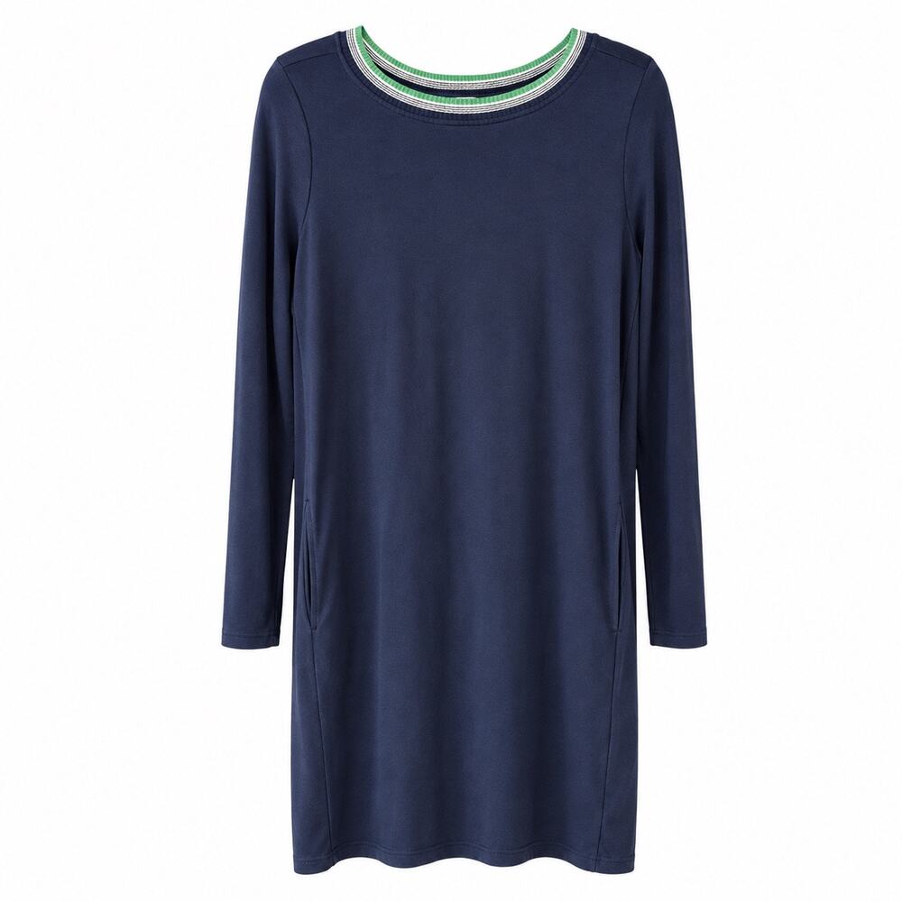 Dalia Navy Modal Shift Dress Women’s Medium Long Sleeve Pockets Sporty Preppy